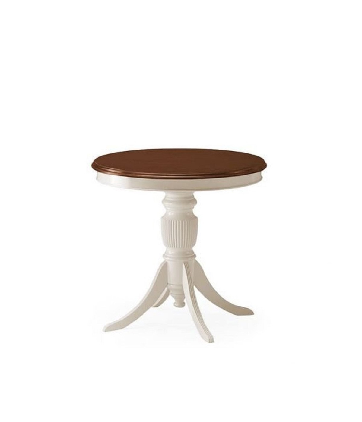 MOBILI 2G - TAVOLINO ROTONDO IN LEGNO BIANCO/NOCE ø  .80 H.77