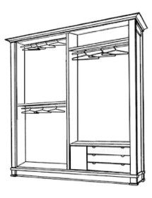 ARMADIO SHABBY 2 ANTE SCORREVOLI IN LEGNO MASSELLO VARI COLORI L.280 P.65 H.250