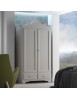 MOBILI 2G - ARMADIO SHABBY 2 ANTE 2 CASSETTI IN LEGNO MASSELLO GRIGIO L.118 P.65 H.218
