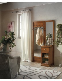 MOBILI 2G - APPENDIABITI ARTE POVERA 1 ANTA 1 CASSETTO IN LEGNO TINTA NOCE L. 120 P. 38 H. 200