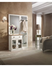 MOBILI 2G - APPENDIABITI SHABBY 2 ANTE 1 CASSETTO IN LEGNO BIANCO/NATURALE L. 120 P. 38 H. 200