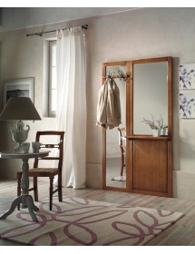 MOBILI 2G - APPENDIABITI ARTE POVERA CON SPECCHIO IN LEGNO TINTA NOCE L. 120 P. 17 H. 200