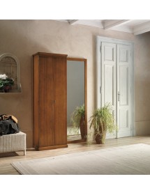 MOBILI 2G - APPENDIABITI 2 ANTE CON SPECCHIO IN LEGNO TINTA NOCE L. 140 P. 38 H. 200