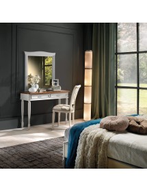 MOBILI 2G - CONSOLLE/TOELETTE IN LEGNO MASSELLO 2 ANTE 2 CASSETTI BIANCO/NATURALE L.120 P.41 H.83