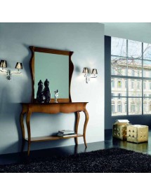 MOBILI 2G - CONSOLLE SAGOMATA 3 CASSETTI IN LEGNO MASSELLO TINTA NOCE L.165 P.45 H.100