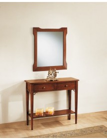 CONSOLLE 2 CASSETTI IN LEGNO MASSELLO TINTA NOCE L.90 P.31 H.77