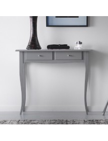 MOBILI 2G - CONSOLLE SHABBY 2 CASSETTI IN LEGNO MASSELLO GRIGIO L.92 P.39 H.78