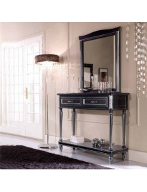 CONSOLLE SHABBY 2 CASSETTI LEGNO NERO/ARGENTO/ORO L.120 P.40 H.98