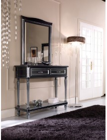 CONSOLLE SHABBY 2 CASSETTI LEGNO NERO/ARGENTO/ORO L.120 P.40 H.98