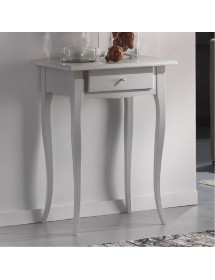 MOBILI 2G - CONSOLLE SHABBY 1 CASSETTO IN LEGNO MASSELLO BIANCO L.57 P.39 H.78