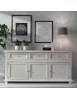 MOBILI 2G - MADIA CREDENZA SHABBY IN LEGNO MASSELLO 3 PORTE BIANCO OPACO L.180 P.45 H.86