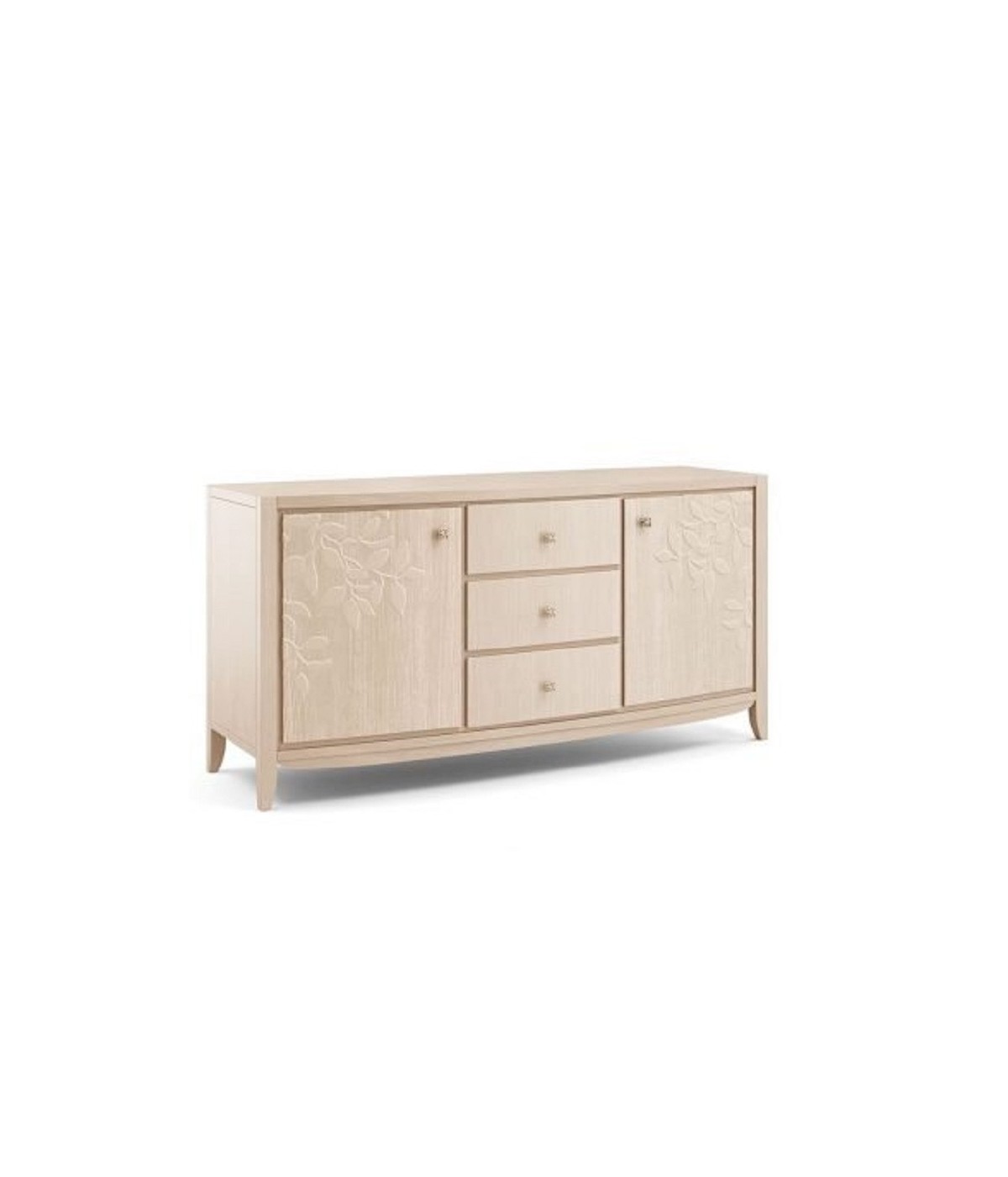 MOBILI 2G - MADIA CREDENZA DECORO IN LEGNO MASSELLO 2 PORTE NATURALE L.180 P.56 H.90