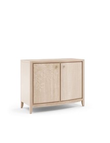 MOBILI 2G - MADIA CREDENZA DECORO IN LEGNO MASSELLO 2 PORTE NATURALE L.125 P.50 H.100