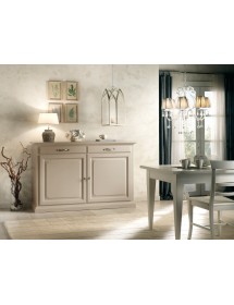 MOBILI 2G - MADIA CREDENZA SHABBY IN LEGNO MASSELLO 2 PORTE 2 AVORIO L.124 P.52 H.97