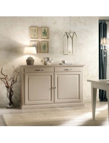 MOBILI 2G - MADIA CREDENZA SHABBY IN LEGNO MASSELLO 2 PORTE AVORIO L.172 P.52 H.110