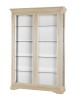 MOBILI 2G - VETRINA SHABBY IN LEGNO MASSELLO 2 PORTE AVORIO L.144 P.49 H.215