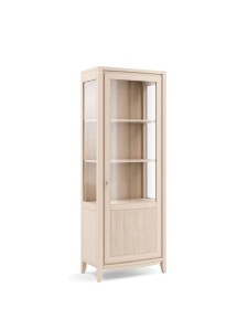 MOBILI 2G - VETRINA CONTEMPORANEA 1 PORTA DECORO ONDA IN LEGNO NATURALE L.70 P.42 H.200