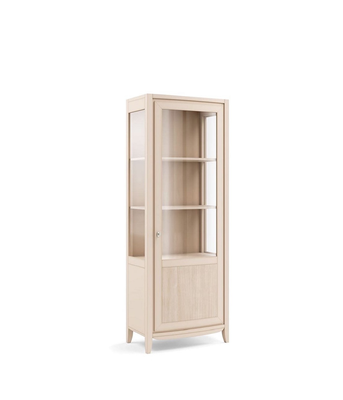 MOBILI 2G - VETRINA CONTEMPORANEA 1 PORTA DECORO ONDA IN LEGNO NATURALE L.70 P.42 H.200