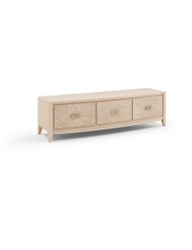 MOBILI 2G - PORTA TV 3 CASSETTI IN LEGNO CON DECORO FOGLIA L.180 P.51 H.50