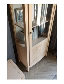 Parete Attrezzata Classica in Legno Massello con Colonne e Decoro Foglia