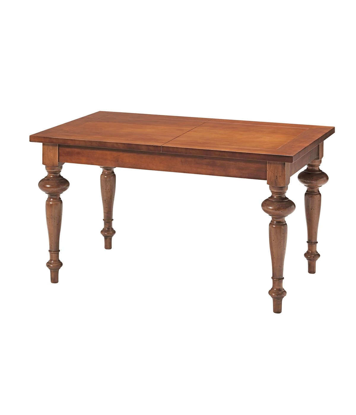 MOBILI 2G - TAVOLO DA PRANZO ALLUNGABILE GAMBA TORNITA IN LEGNO TINTA NOCE L.160 P.90 H.80