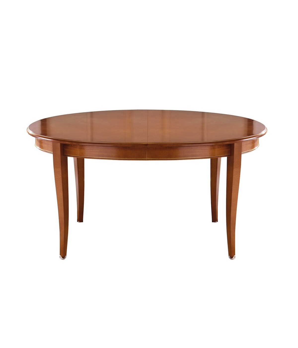 MOBILI 2G - TAVOLO OVALE ALLUNGABILE IN LEGNO MASSELLO TINTA NOCE L.160 P.110 H.80