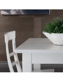TAVOLO SHABBY ALLUNGABILE GAMBA A SPILLO LEGNO MASSELLO BIANCO L.18...