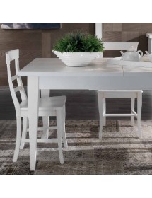 TAVOLO SHABBY ALLUNGABILE GAMBA A SPILLO LEGNO MASSELLO BIANCO L.18...