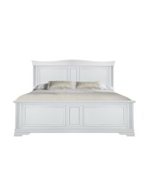 MOBILI 2G - LETTO MATRIMONIALE SHABBY SAGOMATO IN LEGNO MASSELLO BIANCO L.196 P.210 H.125