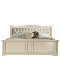 LETTO MATRIMONIALE LEGNO TESTATA ECOPELLE CAPITONEE'  196x210x125