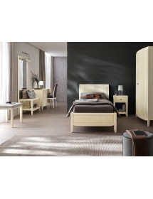 MOBILI 2G - LETTO SINGOLO INTAGLIATO DECORO FOGLIA IN LEGNO MASSELLO L.99 P.208 H.120