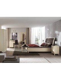 MOBILI 2G - COMODINO 2 CASSETTI DECORO ONDA IN LEGNO MASSELLO L.50 P.37 H.67