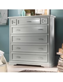 MOBILI 2G - CASSETTIERA 7 CASSETTI CON RIBALTA IN LEGNO MASSELLO BIANCO L.120 P.51 H.130