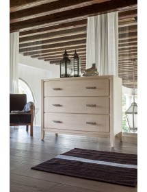 MOBILI 2G - CASSETTIERA CONTEMPORANEA 4 CASSETTI CON DECORO ONDA IN LEGNO L.130 P.53 H.105