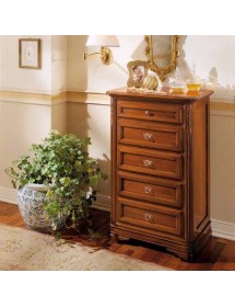 MOBILI 2G - SETTIMANALE CLASSICO 5 CASSETTI IN LEGNO MASSELLO TINTA NOCE L.65 P.42 H.100