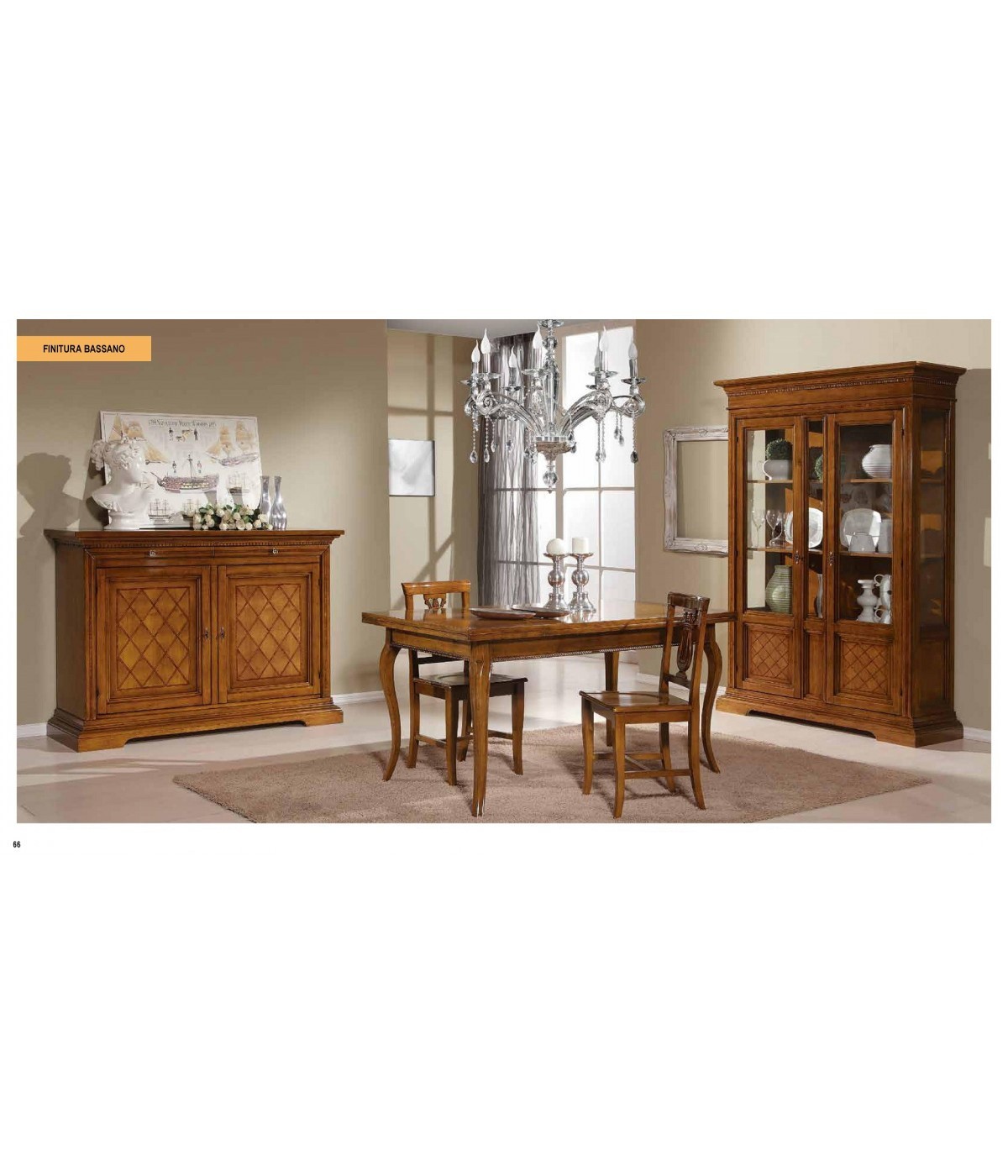 MOBILI 2G - SOGGIORNO ARTE POVERA INTARSIO A ROMBI IN LEGNO TINTA NOCE