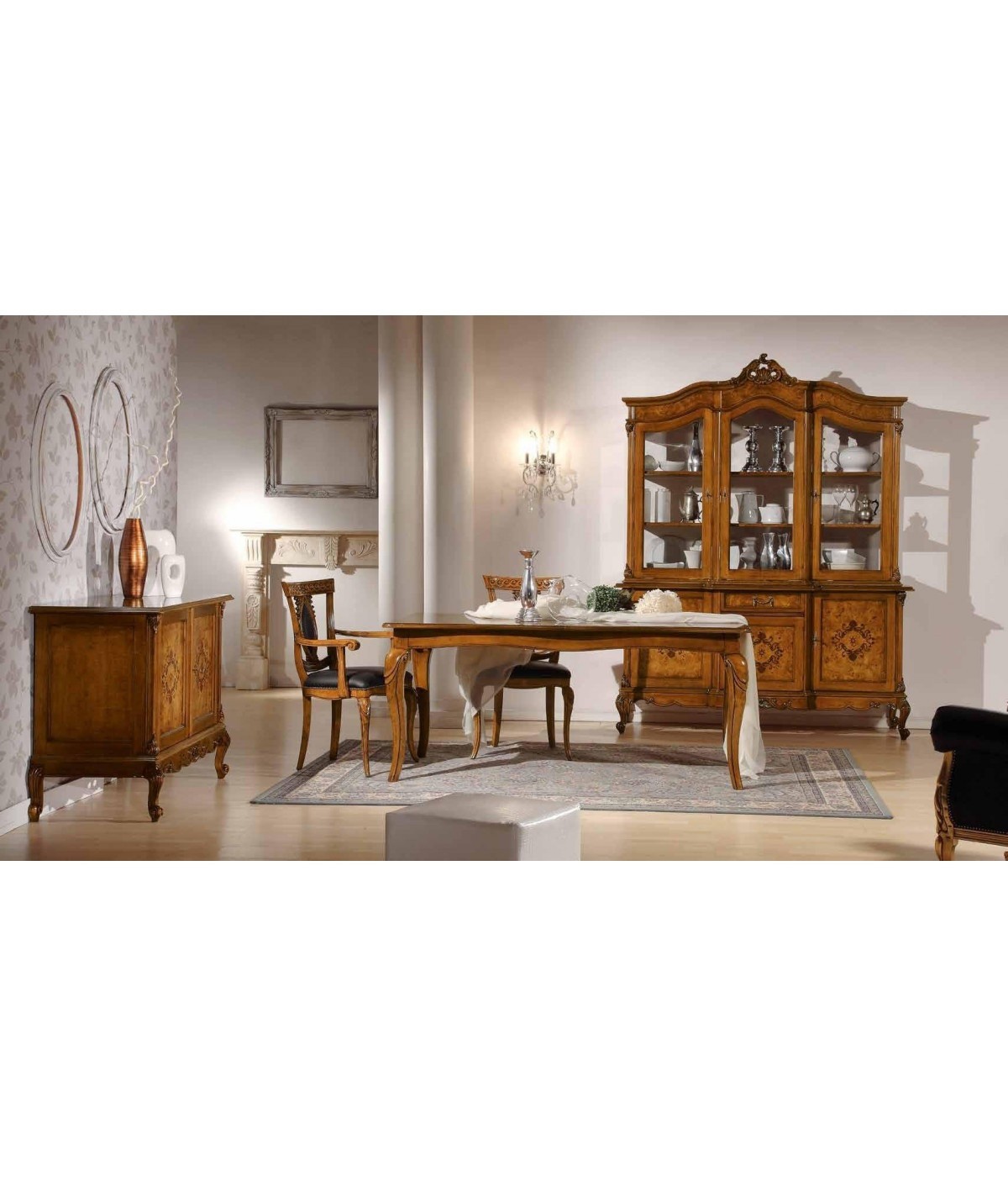 MOBILI 2G - SOGGIORNO CLASSICO 700 - LUIGI XV IN LEGNO TINTA NOCE