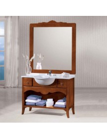 Mobile Bagno 108 cm in Legno con Lavabo, 2 Cassetti e Specchio | Vari Colori