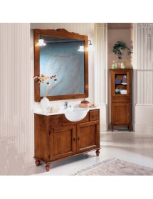 MOBILI 2G - MOBILE BAGNO 108 CM IN LEGNO LAVABO 2 CASSETTI 2 PORTE E SPECCHIO