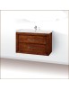 MOBILI 2G - MOBILE BAGNO SOSPESO 90 CM IN LEGNO LAVABO 2 CASSETTI TINTA NOCE