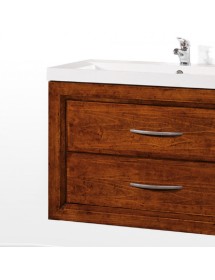 MOBILE BAGNO SOSPESO 90 CM IN LEGNO LAVABO 2 CASSETTI TINTA NOCE