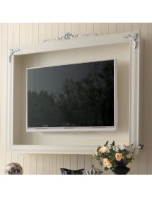 PORTA TV SAGOMATO INTAGLIATO 2 PORTE 1 CASSETTO IN LEGNO AVORIO E PENSILE