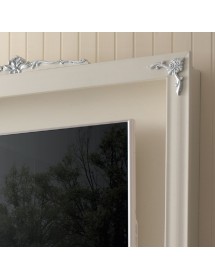 PORTA TV SAGOMATO INTAGLIATO 2 PORTE 1 CASSETTO IN LEGNO AVORIO E PENSILE