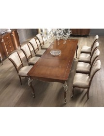 MOBILI 2G - TAVOLO ALLUNGABILE CLASSICO GAMBA INTAGLIATA TINTA NOCE L.201 P.101 H.81