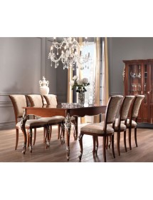 TAVOLO ALLUNGABILE CLASSICO GAMBA INTAGLIATA TINTA NOCE L.201 P.101 H.81