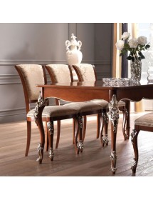 TAVOLO ALLUNGABILE CLASSICO GAMBA INTAGLIATA TINTA NOCE L.201 P.101 H.81