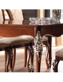 TAVOLO ALLUNGABILE CLASSICO GAMBA INTAGLIATA TINTA NOCE L.201 P.101 H.81