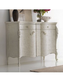 MOBILI 2G - MADIA CREDENZA SAGOMATA 2 ANTE LEGNO BIANCO L.137 P.57 H.110