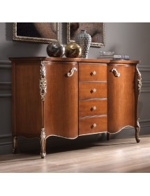 MOBILI 2G - MADIA CREDENZA SAGOMATA 2 ANTE IN LEGNO TINTA NOCE L.170 P.57 H.110