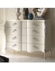 MOBILI 2G - CASSETTIERA SAGOMATA 4 CASSETTI IN LEGNO BIANCO ARGENTO L.137 P.57 H.110